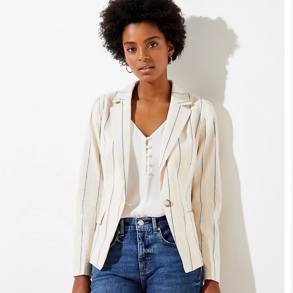 Loft Stripe Cropped Blazer